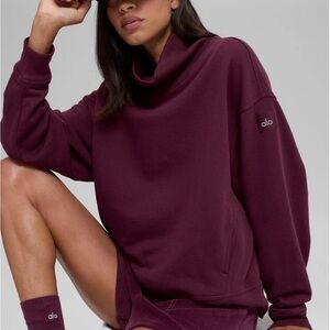 ALO Yoga Women's Deep Plum Cowl Neck Sweater